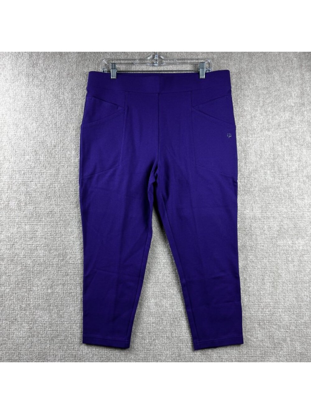 Betabrand Journey Skinny Pull On Pants XLP Short Purple Ponte Knit Workwear